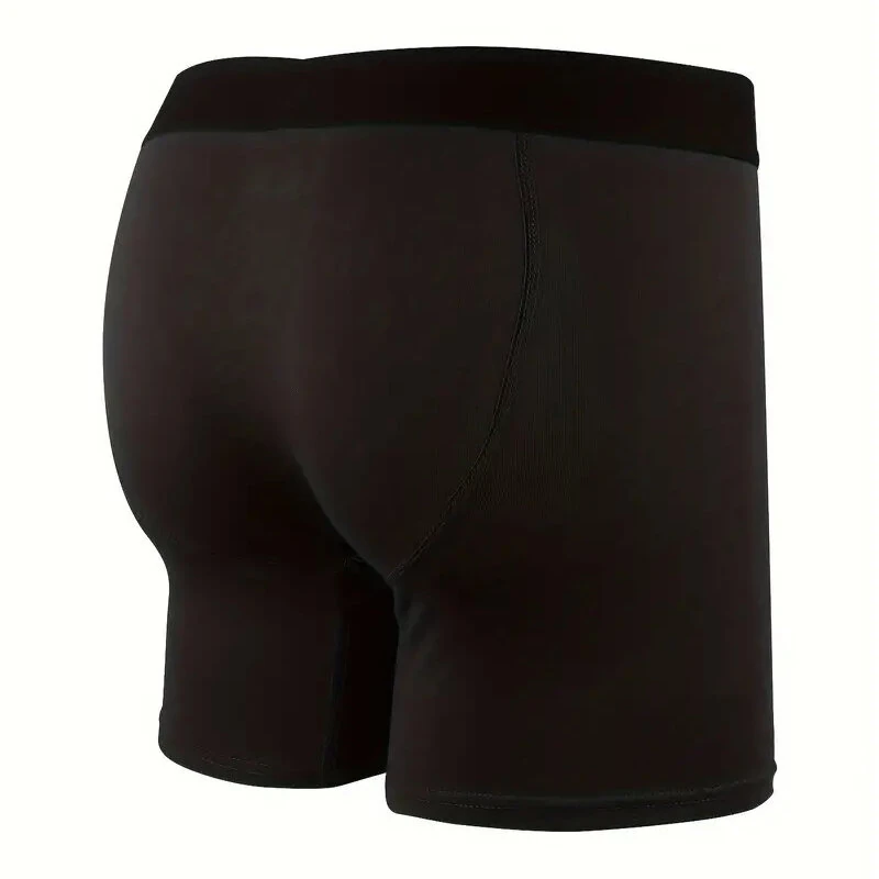 (image for) 3pcs Men's Black Boxer Briefs Breathable Comfy Boxer Trunks, Elastic Sports Shorts, Men's Casual Underwear For Daily Wear S-XL