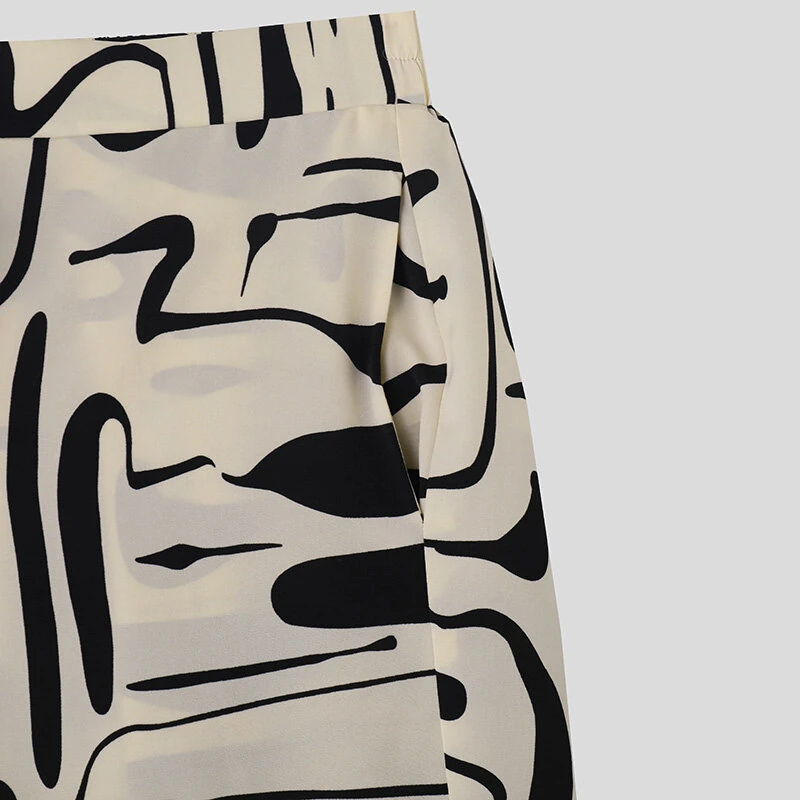 (image for) INCERUN Men Print Pants Casual Fashion Straight Legged Trousers for Men Large Size S-5XL