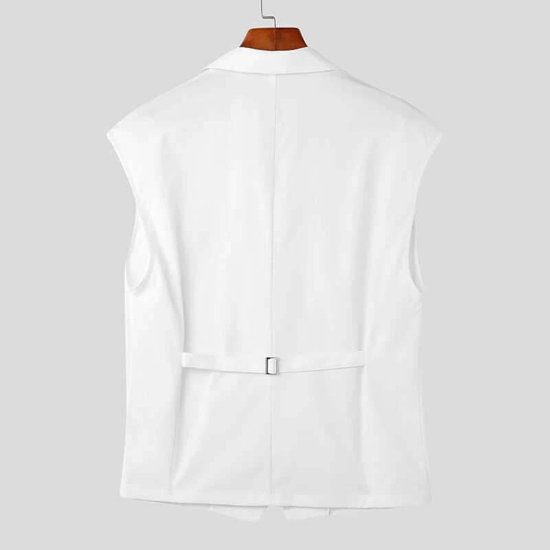 (image for) INCERUN Men Waistcoats Solid Color Sleeveless Vest Coat Fashion Design Button Mens Suits Party Casual Male Clothing Top